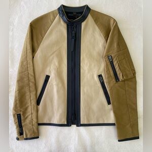Coach Outlet Tan Black Trim Moto Style Utility Zip Front Jacket Luxury Casual XS